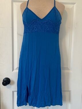 Blue Lace-Trim Chemise Slip